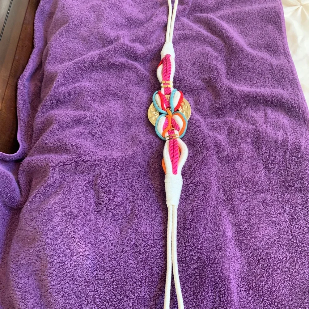 White Multi Color Rope Belt sz S